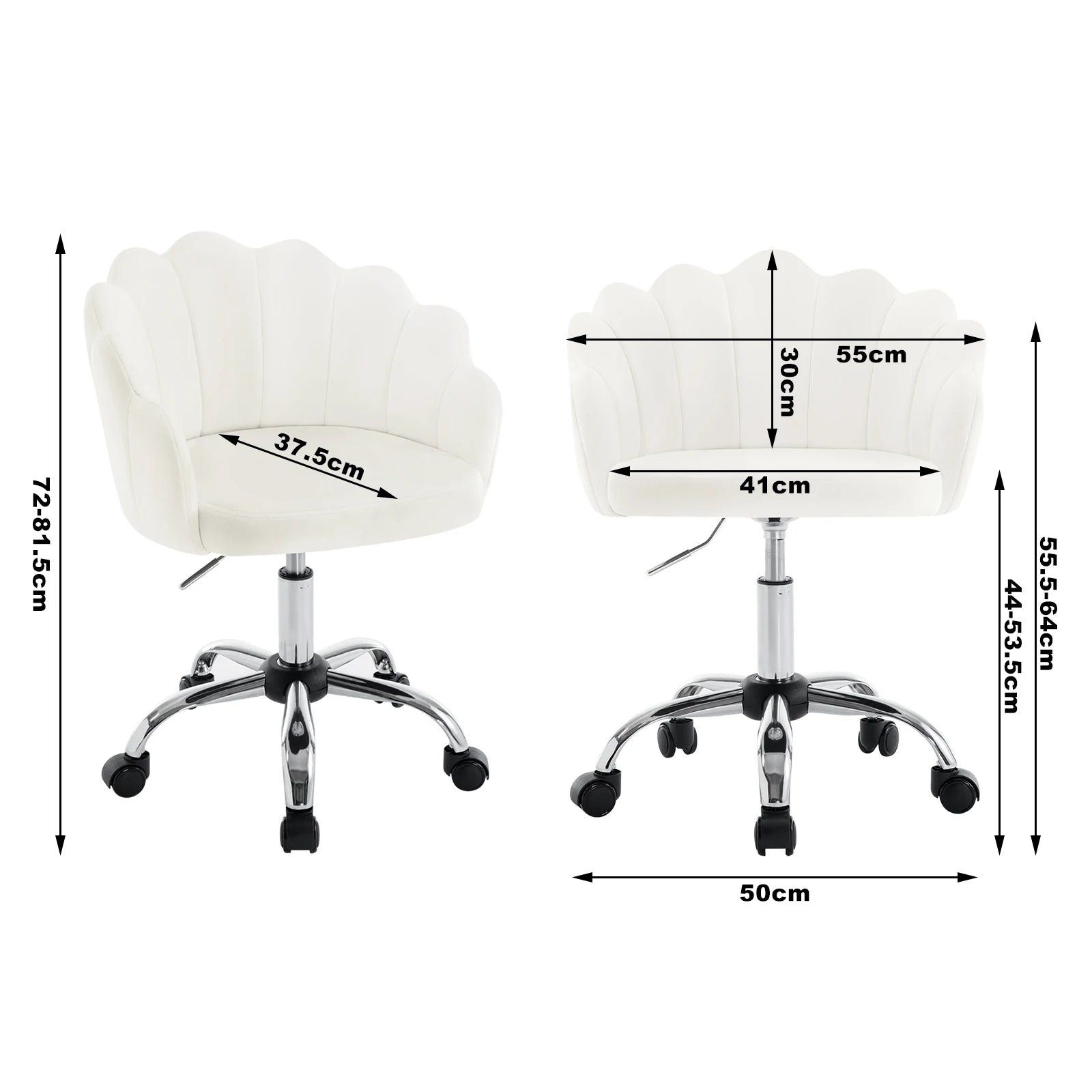 Velvet Swivel Chair – Ergonomic with Petal Backrest and Wheels