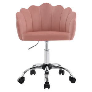 Velvet Swivel Chair – Ergonomic with Petal Backrest and Wheels