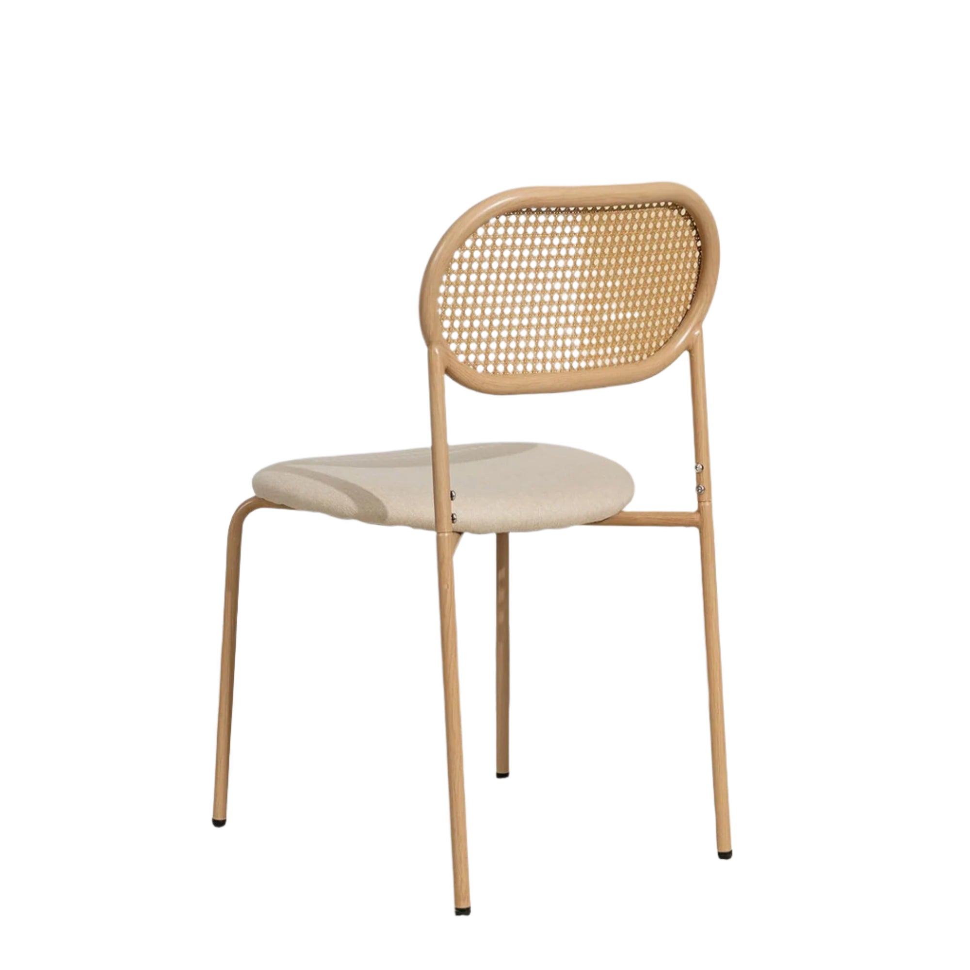 2Pcs Rattan Chairs with Upholstered Seat and Metal Legs – Log Color