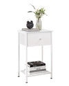Bedside Table with Fabric Drawer – 61 cm High with Open Shelf