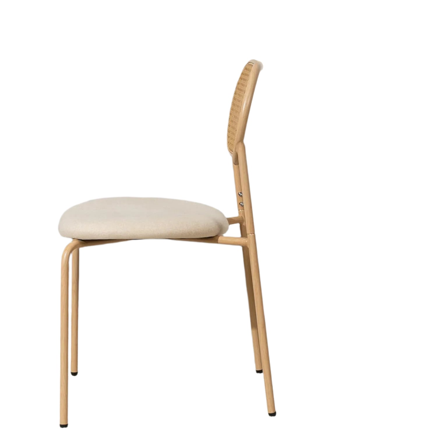 2Pcs Rattan Chairs with Upholstered Seat and Metal Legs – Log Color